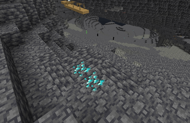 大洞窟にて露出した深層ダイヤモンド鉱石