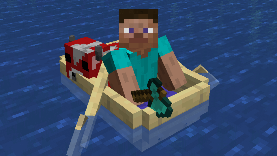 海を子供のムーシュルームをボートで運ぶ
