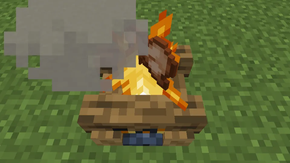 焚き火での焼き兎肉がアイテム化する様子
