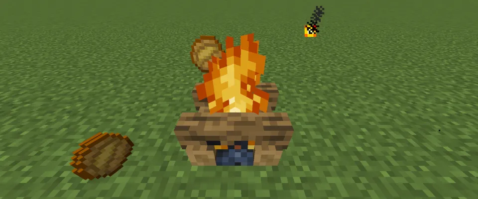 焚き火でのベイクドポテトがアイテム化する様子