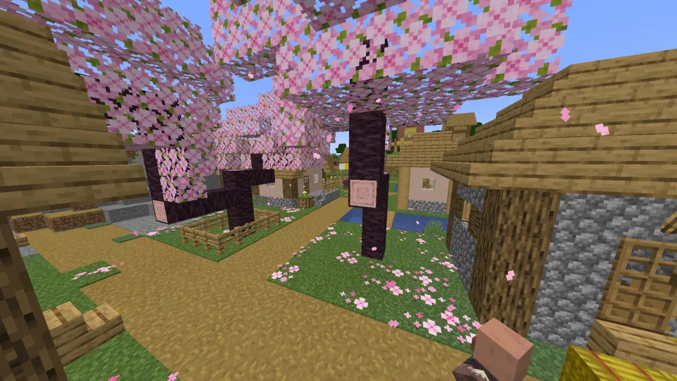 桜色の花びらを装飾として使用した様子