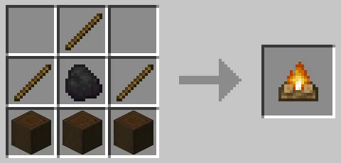 表皮を剥いだダークオークの原木を使った焚き火のクラフト方法