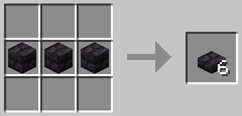 磨かれたブラックストーンレンガのハーフブロックのクラフト方法