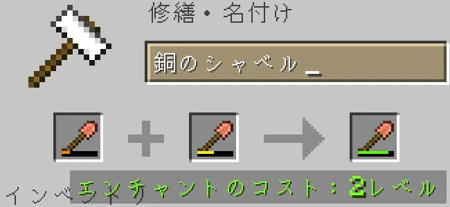 金床で銅のシャベルを合成