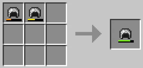 作業台のクラフトグリッドでチェーンのヘルメットを合成