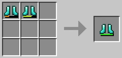 作業台のクラフトグリッドでダイヤモンドのブーツを合成