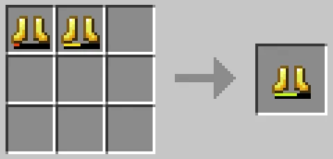 作業台のクラフトグリッドで金のブーツを合成