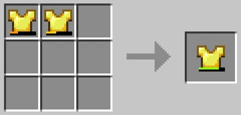 作業台のクラフトグリッドで金のチェストプレートを合成