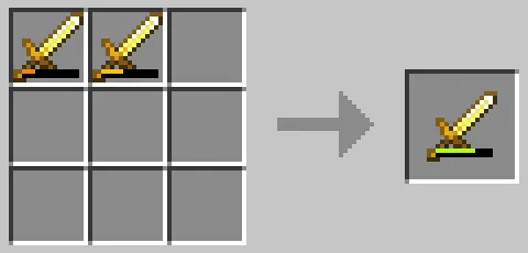 作業台のクラフトグリッドで金の剣を合成