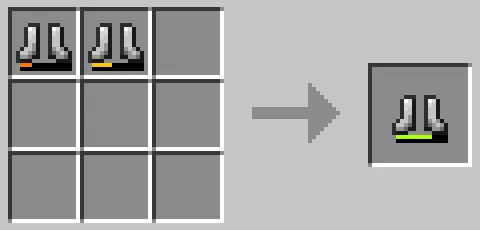 作業台のクラフトグリッドで鉄のブーツを合成