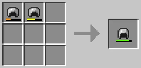 作業台のクラフトグリッドで鉄のヘルメットを合成