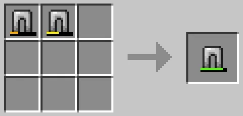 作業台のクラフトグリッドで鉄のレギンスを合成