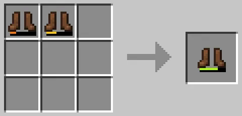 作業台のクラフトグリッドで革のブーツを合成