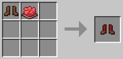 革のブーツを赤色の染料で染色