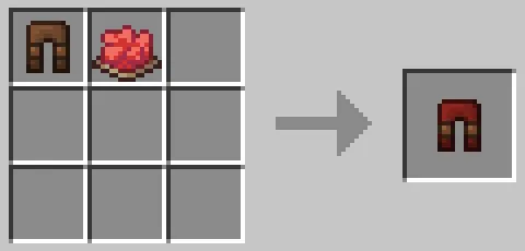 革のズボンを赤色の染料で染色