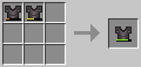 作業台のクラフトグリッドでネザライトのチェストプレートを合成