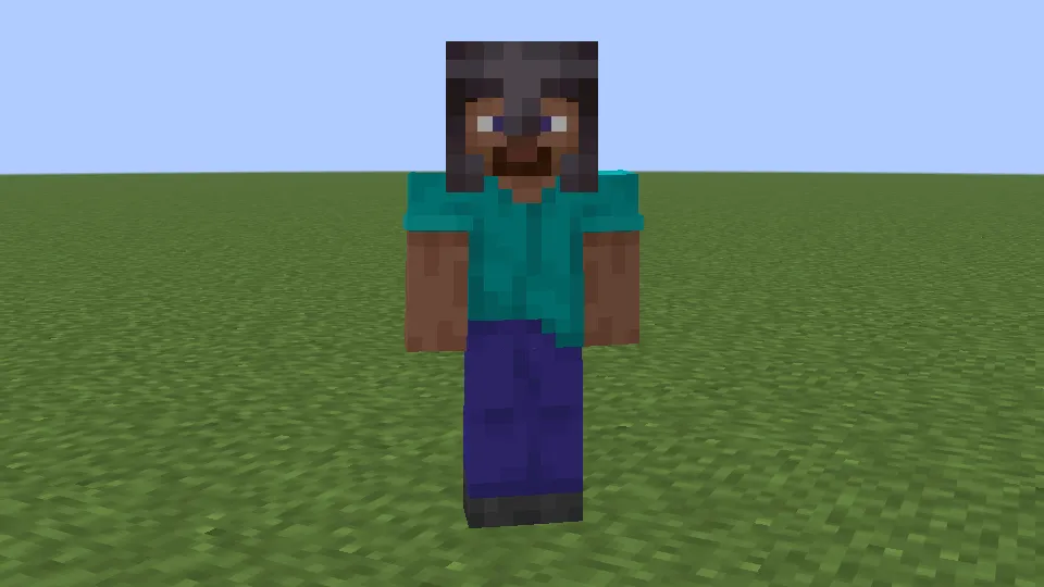 ネザライトのヘルメットを被っているプレイヤー