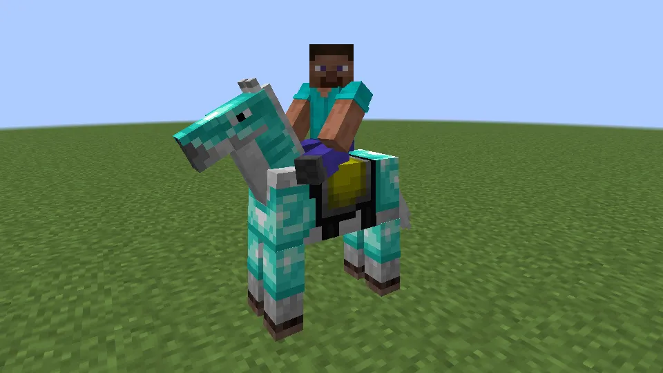 ダイヤモンドの馬鎧を装着したウマ