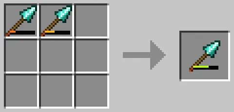 作業台のクラフトグリッドでダイヤモンドの槍を合成