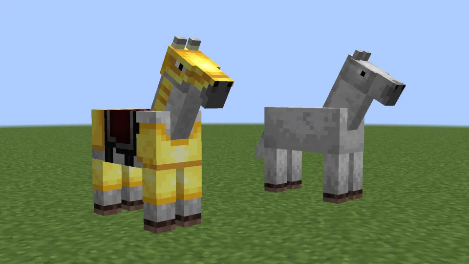 鎧装備のウマと普通のウマ