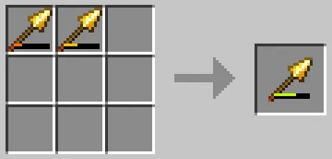 作業台のクラフトグリッドで金の槍を合成