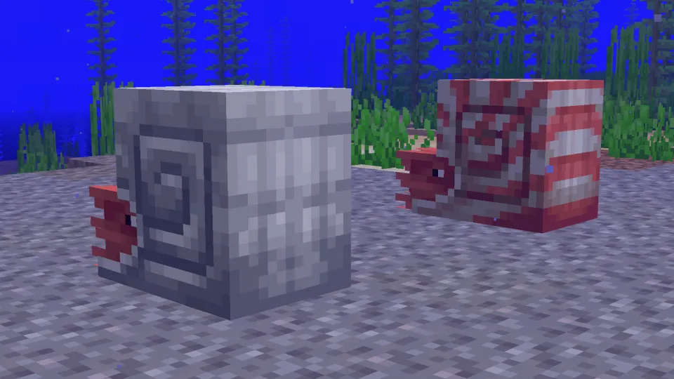 鉄のオウムガイの鎧装備のオウムガイと普通のオウムガイ