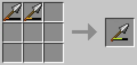 作業台のクラフトグリッドで鉄の槍を合成