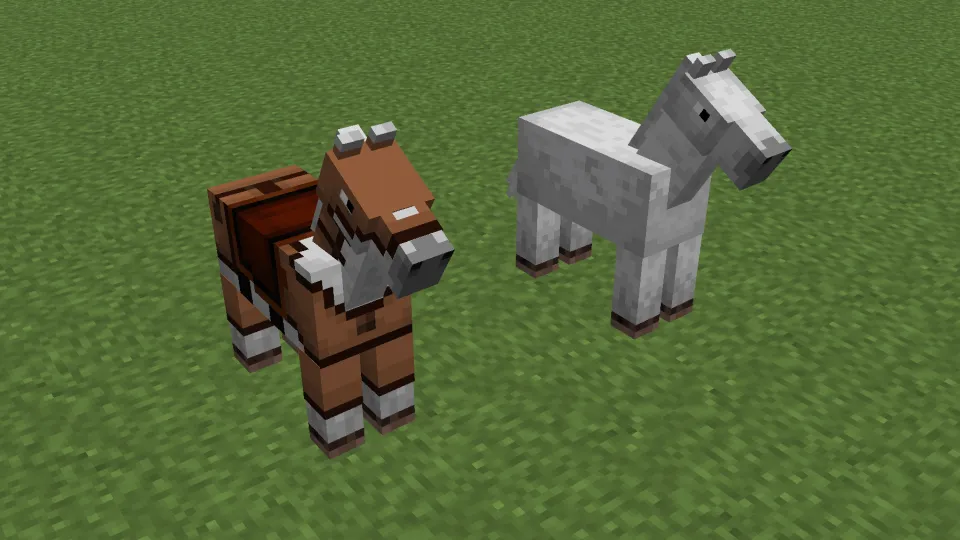 鎧装備のウマと普通のウマ