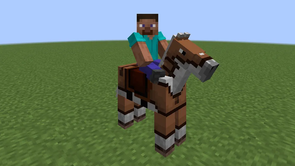 革の馬鎧を装着したウマ