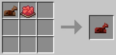 革の馬鎧を赤色の染料で染色