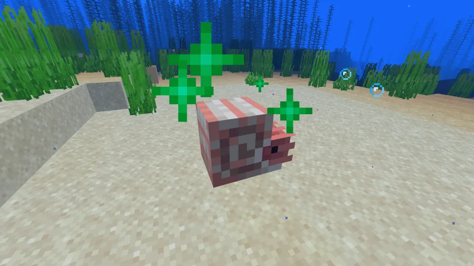 緑のパーティクルが表示される子供のオウムガイ