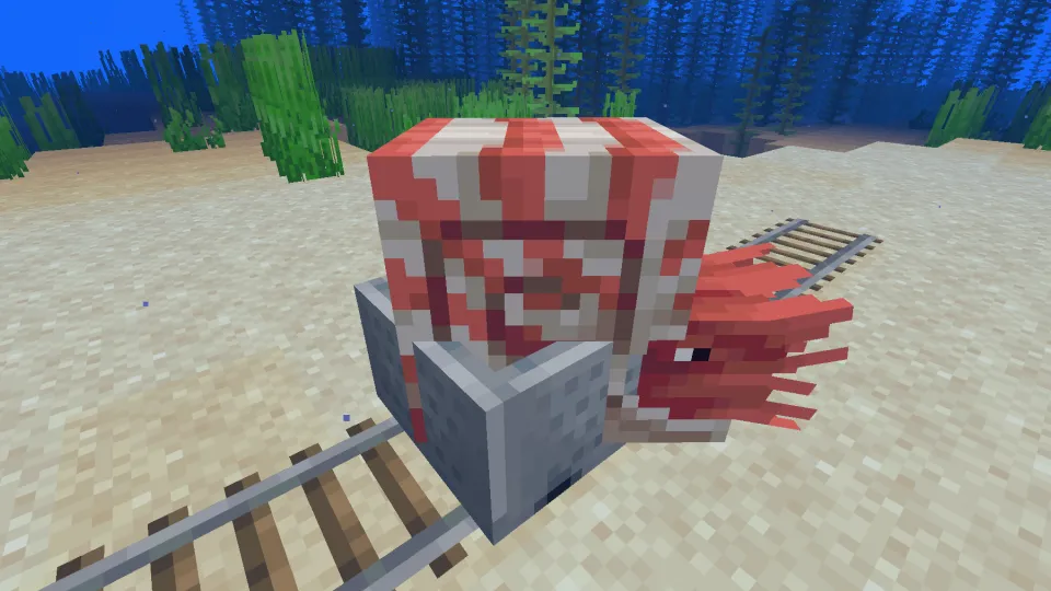 オウムガイをトロッコに乗せる様子