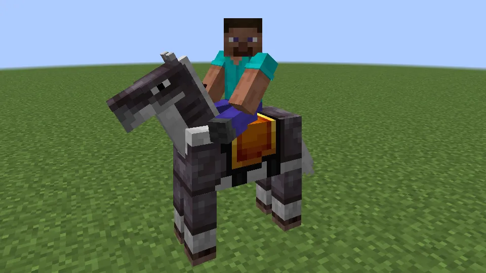 ネザライトの馬鎧を装着したウマ