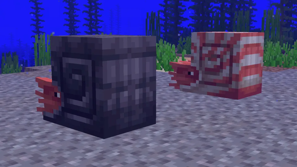 ネザライトのオウムガイの鎧装備のオウムガイと普通のオウムガイ