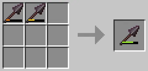 作業台のクラフトグリッドでネザライトの槍を合成