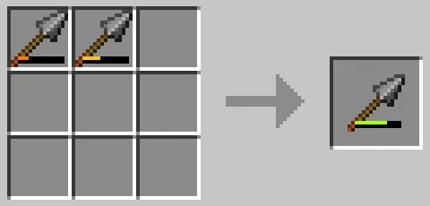 作業台のクラフトグリッドで石の槍を合成