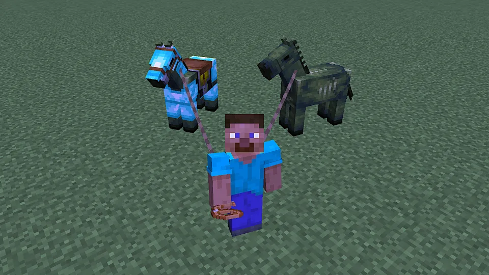 ゾンビホースをリードで引っ張る様子