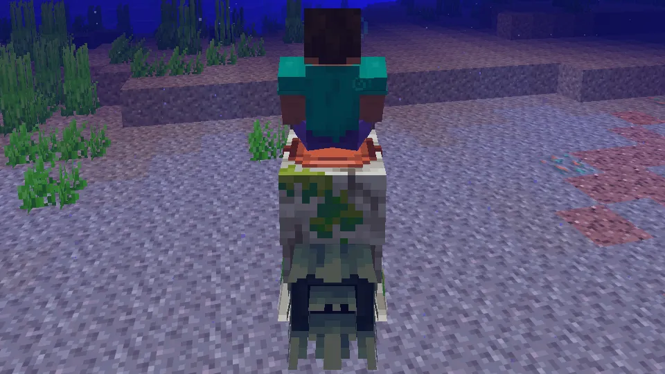 ゾンビオウムガイに乗って海を移動している様子