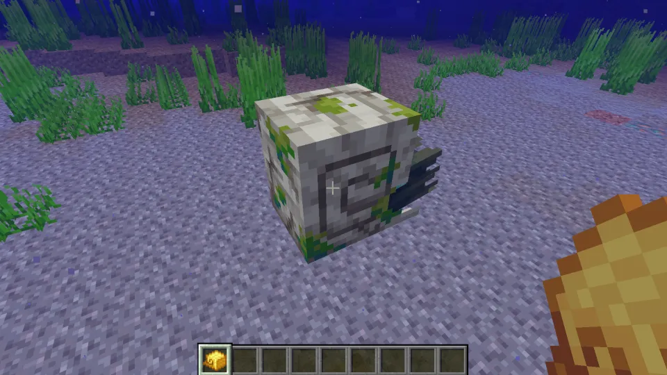 金のオウムガイの鎧を持ってゾンビオウムガイに向かっている様子