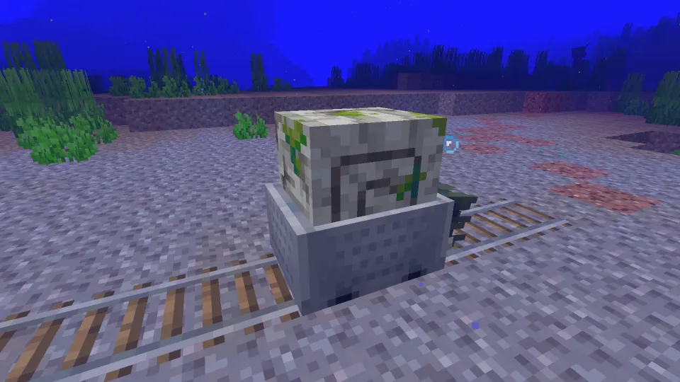 ゾンビオウムガイをトロッコに乗せる様子