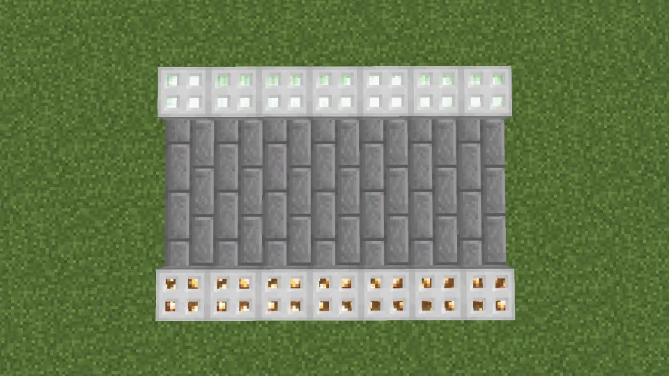 光源ブロックと鉄のトラップドアを組み合わせた建築