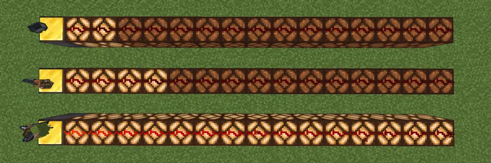 軽量用感圧板が発信するレッドストーン信号例