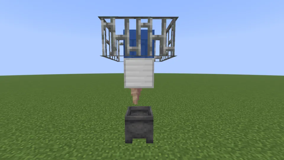 水源、任意のブロック、鍾乳石、空の大釜を設置