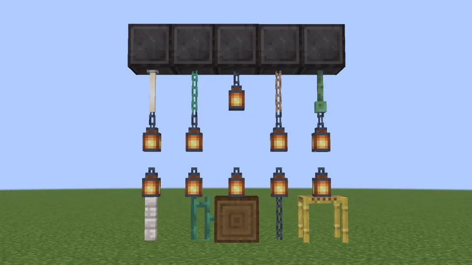 様々な位置のランタン