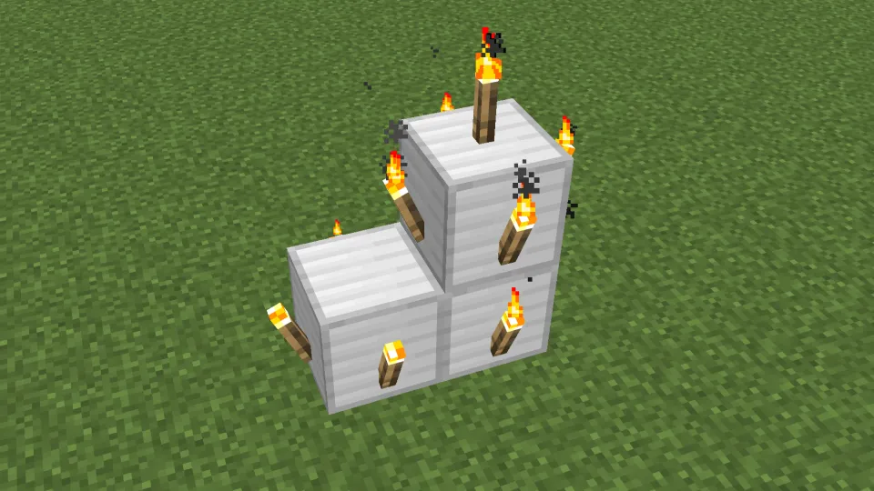 様々な位置の松明