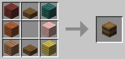 トウヒのハーフブロックを使った樽のクラフト方法