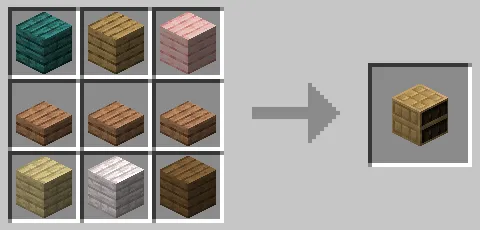 ジャングルのハーフブロックを使った模様入りの本棚のクラフト方法
