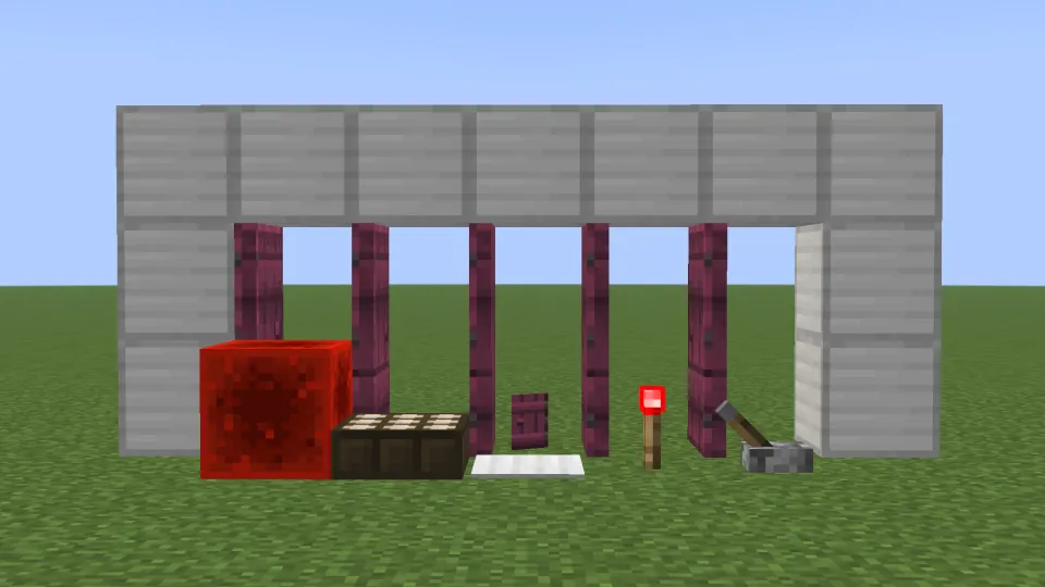 レッドストーン信号でドアが開く様子