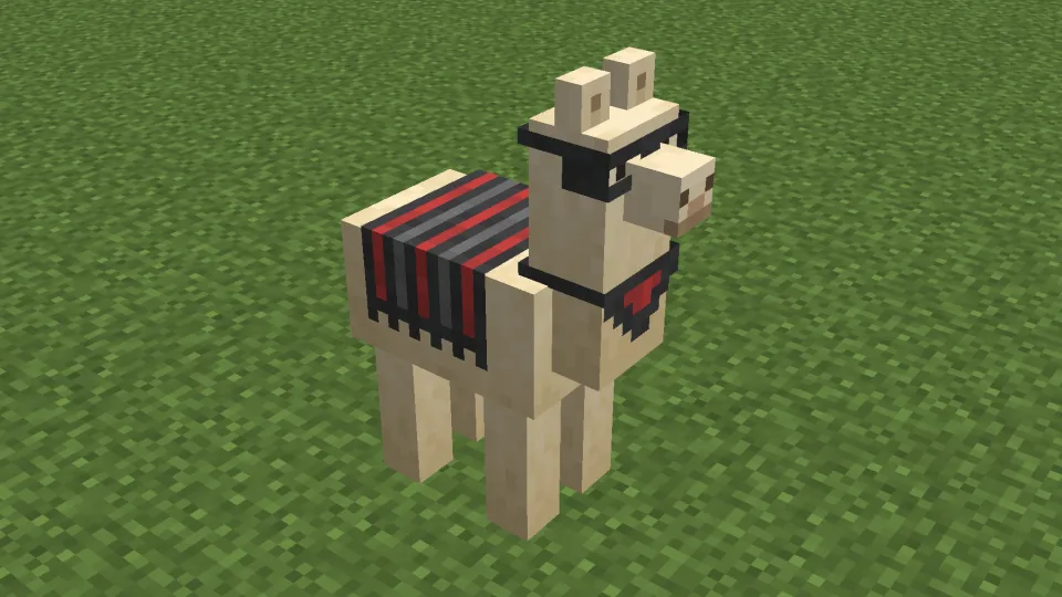 灰色のカーペットを装備させたラマ