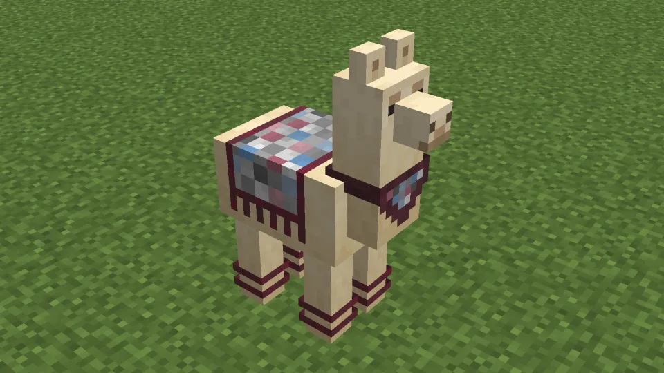 薄灰色のカーペットを装備させたラマ